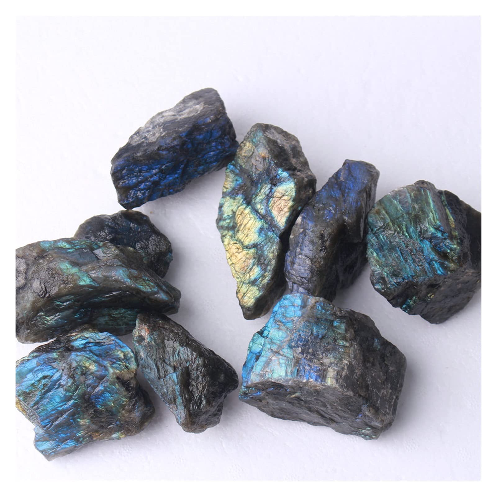 Cristallo Naturale Grezzo 1 Pezzo di Pietra di Cristallo Gemma di Labradorite Colorata Naturale Grezza Collezioni di casa (Size : 200 300g)