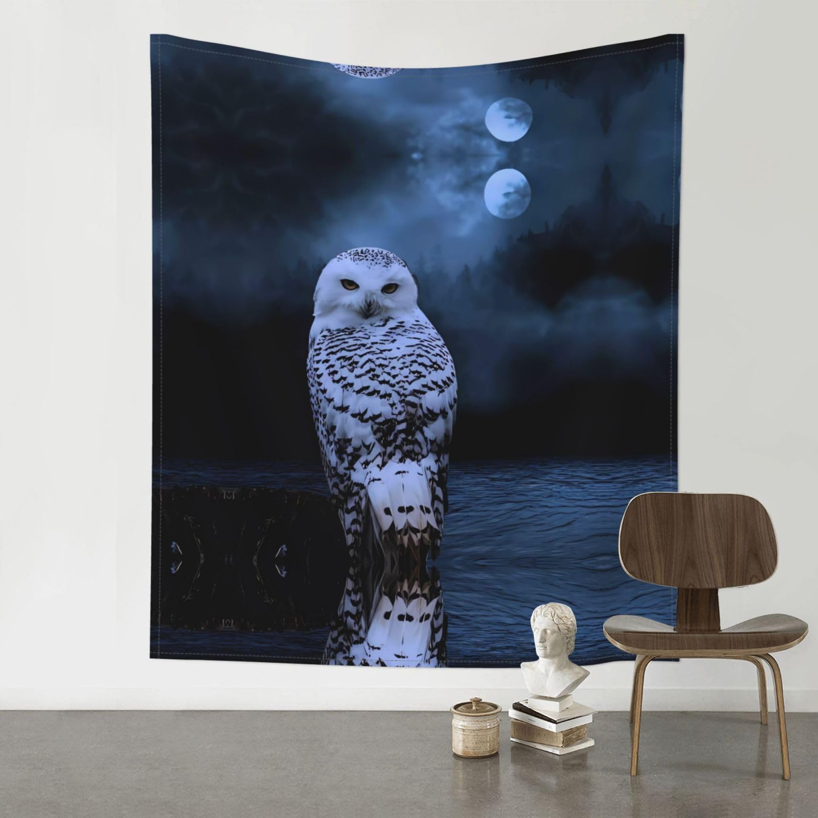 YYHHAOFA Owl at Night Prints 60x51in Wall Tapestry Boho Chic Dorm Decor & Beach Throw Blanket