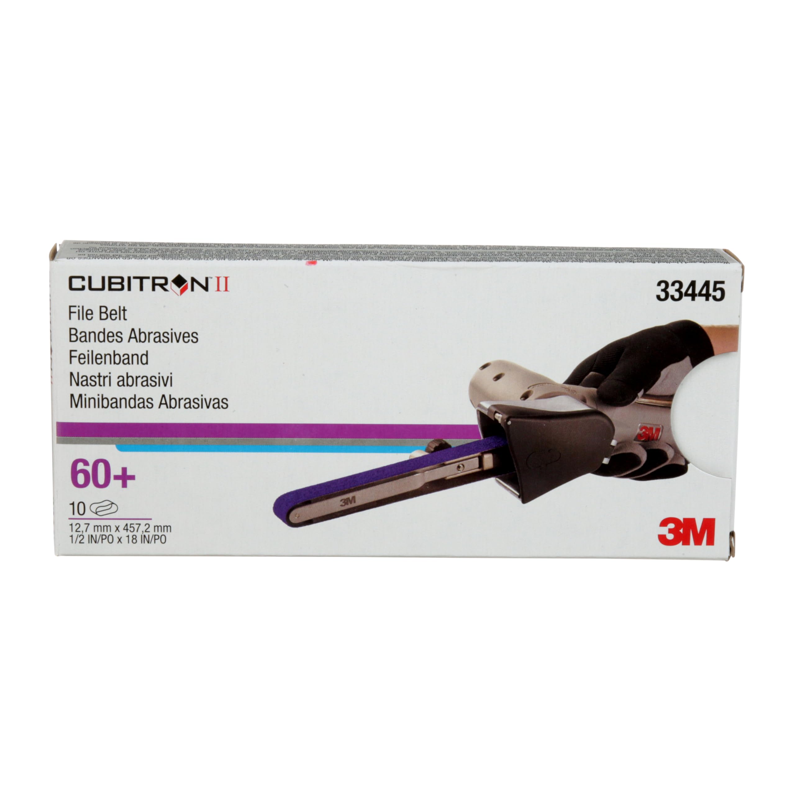 3M Cubitron II 33445 Cinghie di limatura a Grana 60+, 1,27 x 45,7 cm, Confezione da 10, Legate in Resina, per la rimozione di Saldatura a Punti