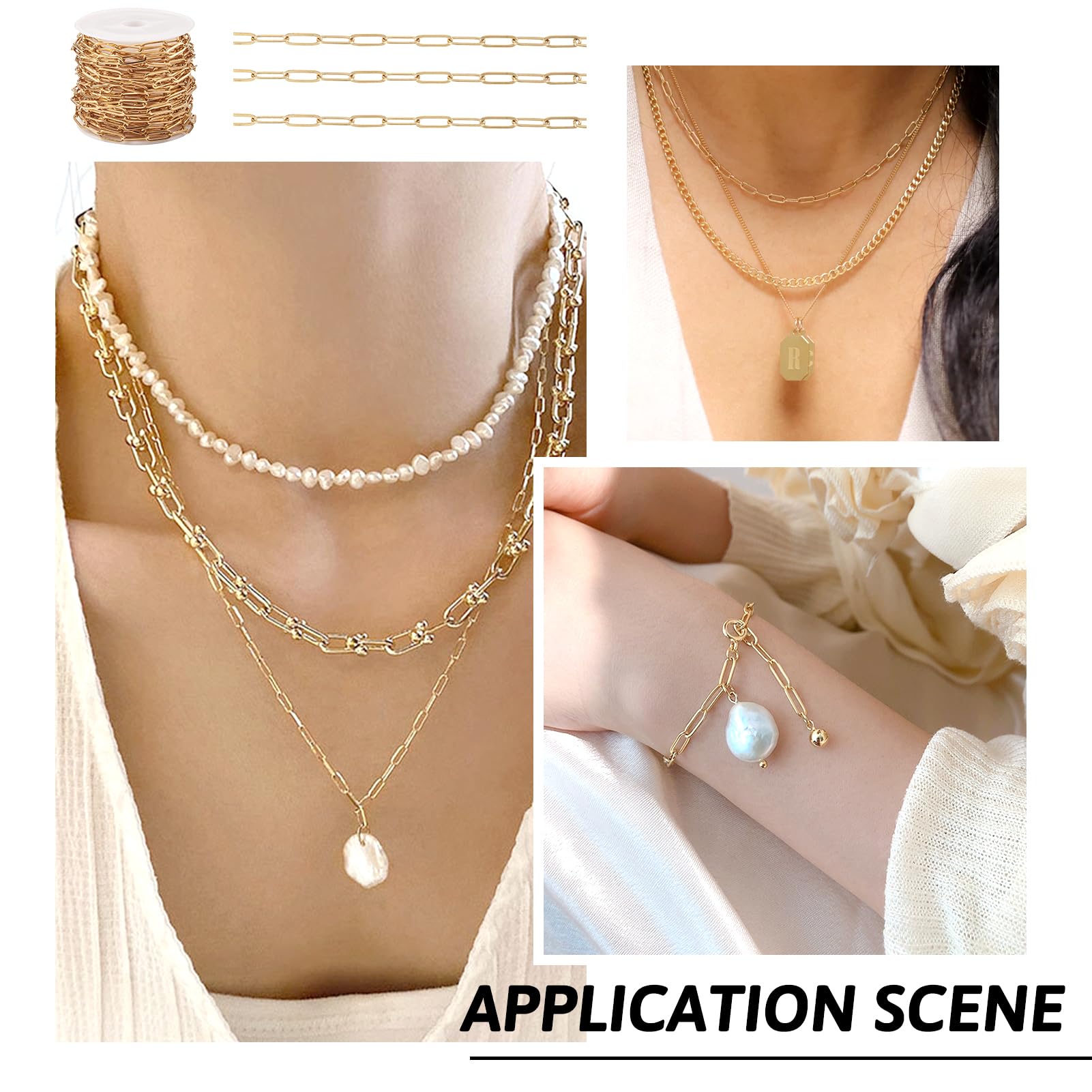 2 Rouleaux Chaînes Trombone Pour Fabrication Bijoux, 10m Chaînes En