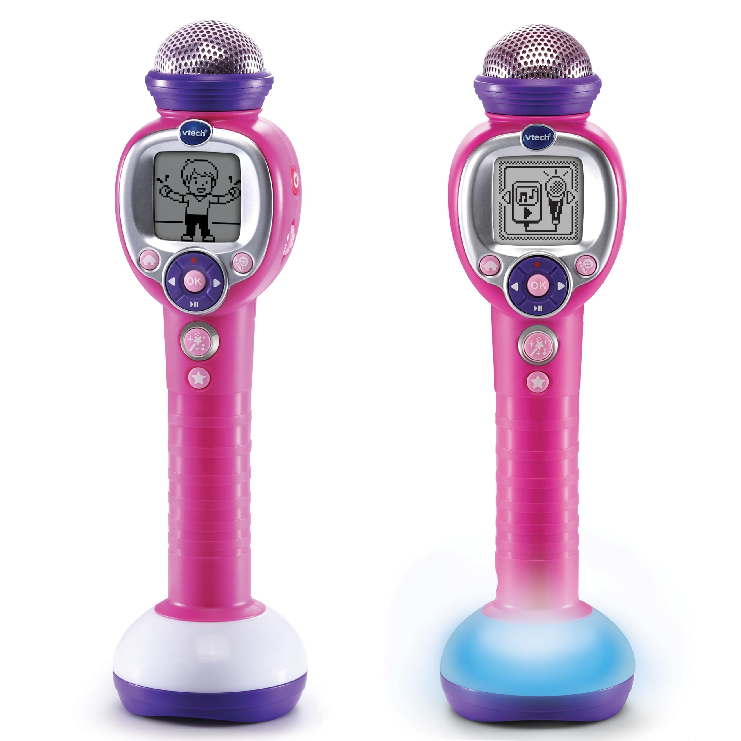VTech - Kidi Superstar Dance, Micrófono portátil 8 en 1 con Pantalla Interactiva, Karaoke Infantil, Aprende a Cantar, Juegos, Efectos de luz y Sonido, Regalo niños +6 años, Versión ESP