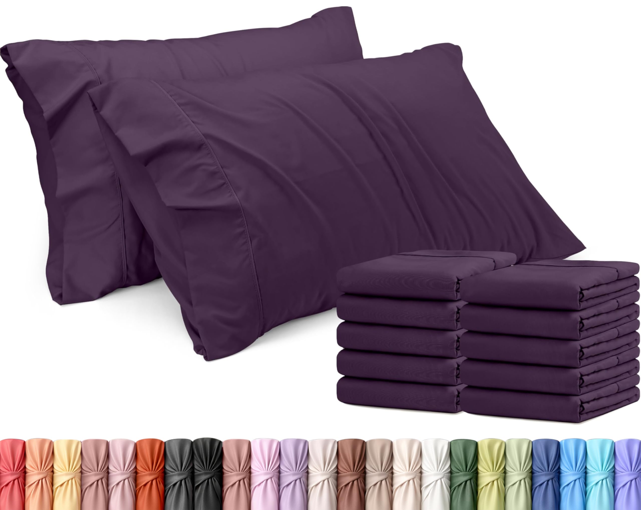 Utopia Bedding Queen Pillow Cases - Pack of 12 - Envelope Closure - Soft Brushed Microfiber Fabric - Shrinkage and Fade Resistant Pillow Covers Queen Size 20 X 30 Inches (Purple) — image 1