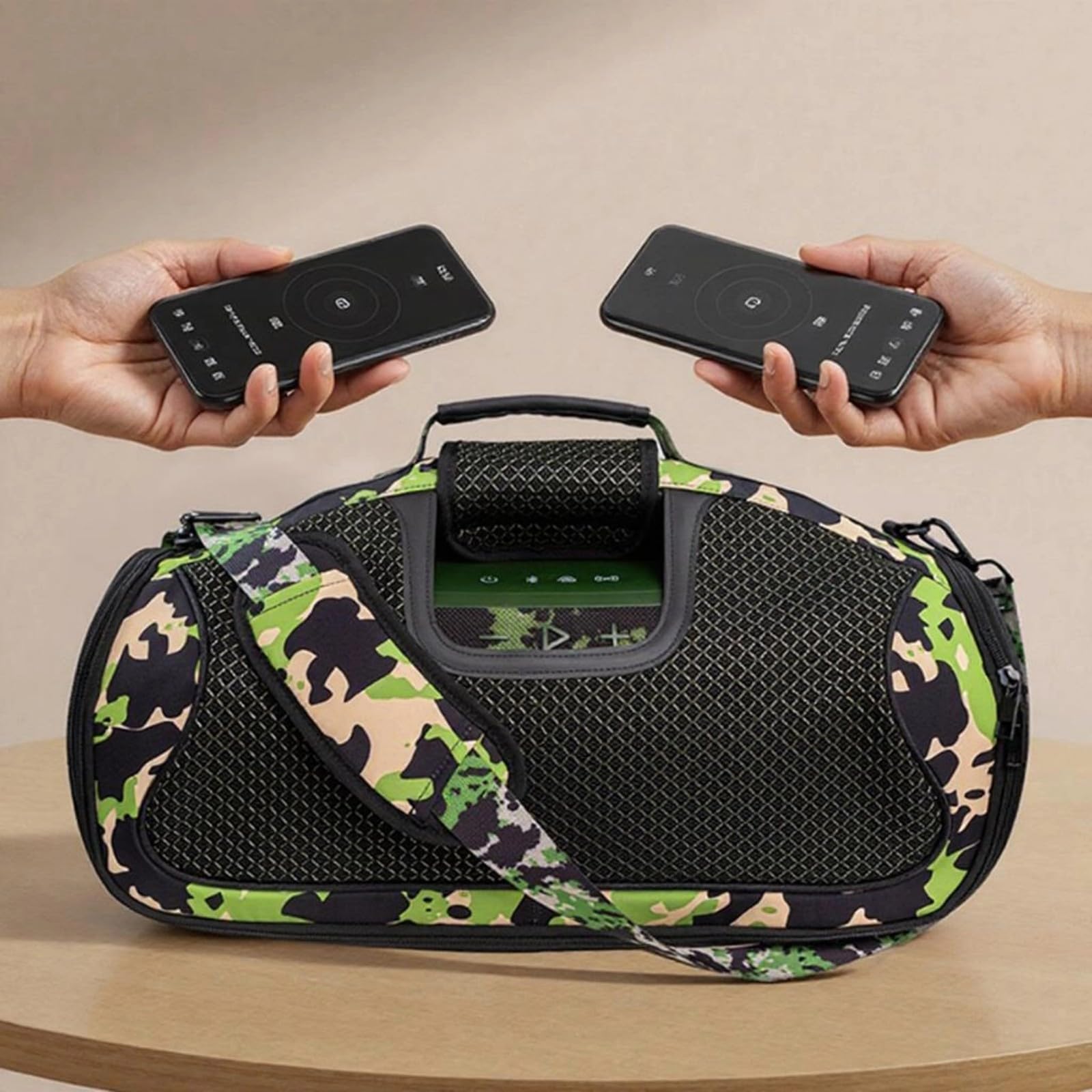 Wasserabweisende Lautsprecher-Tragetasche, stoßfest, verdickte Polsterung, Oxford-Tuch, Schutzhülle für Boombox 3 Outdoor-Lautsprechertasche, Schwarz , Mass Beauty