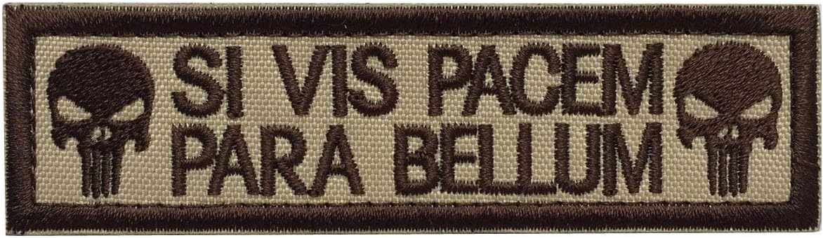 Ohrong Skull Tactical Morale Patch Army Badge Armband SI VIS PACEM PARA BELLUM Embroidered for Caps Bags Jackets with Hook&Loop Fastener (Khaki)