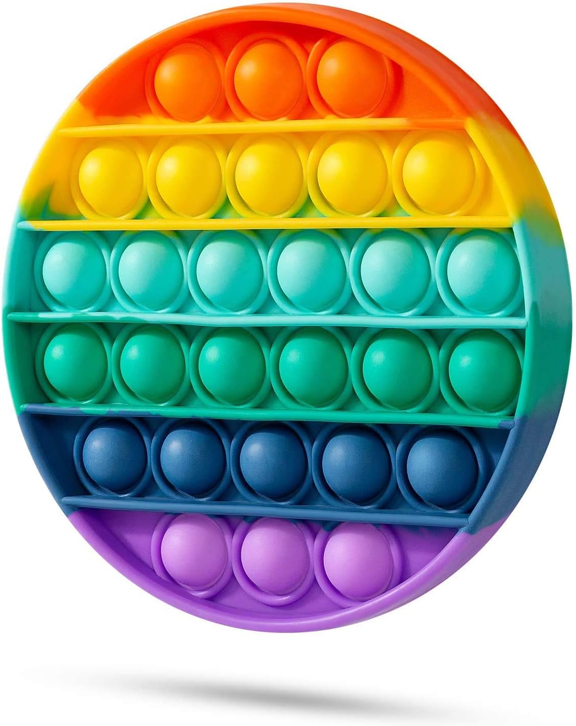 HoepaidRainbow Push Pop It Bubble Sensory Round Squeeze Stress Reliever Fidget Toy for Kids, Adults