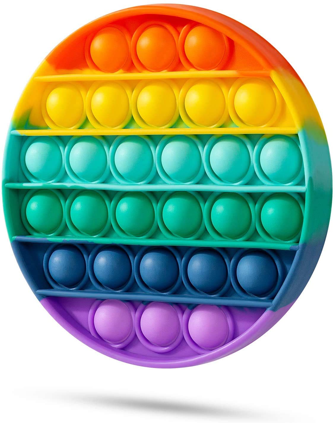 HoepaidRainbow Push Pop It Bubble Sensory Round Squeeze Stress Reliever Fidget Toy for Kids, Adults