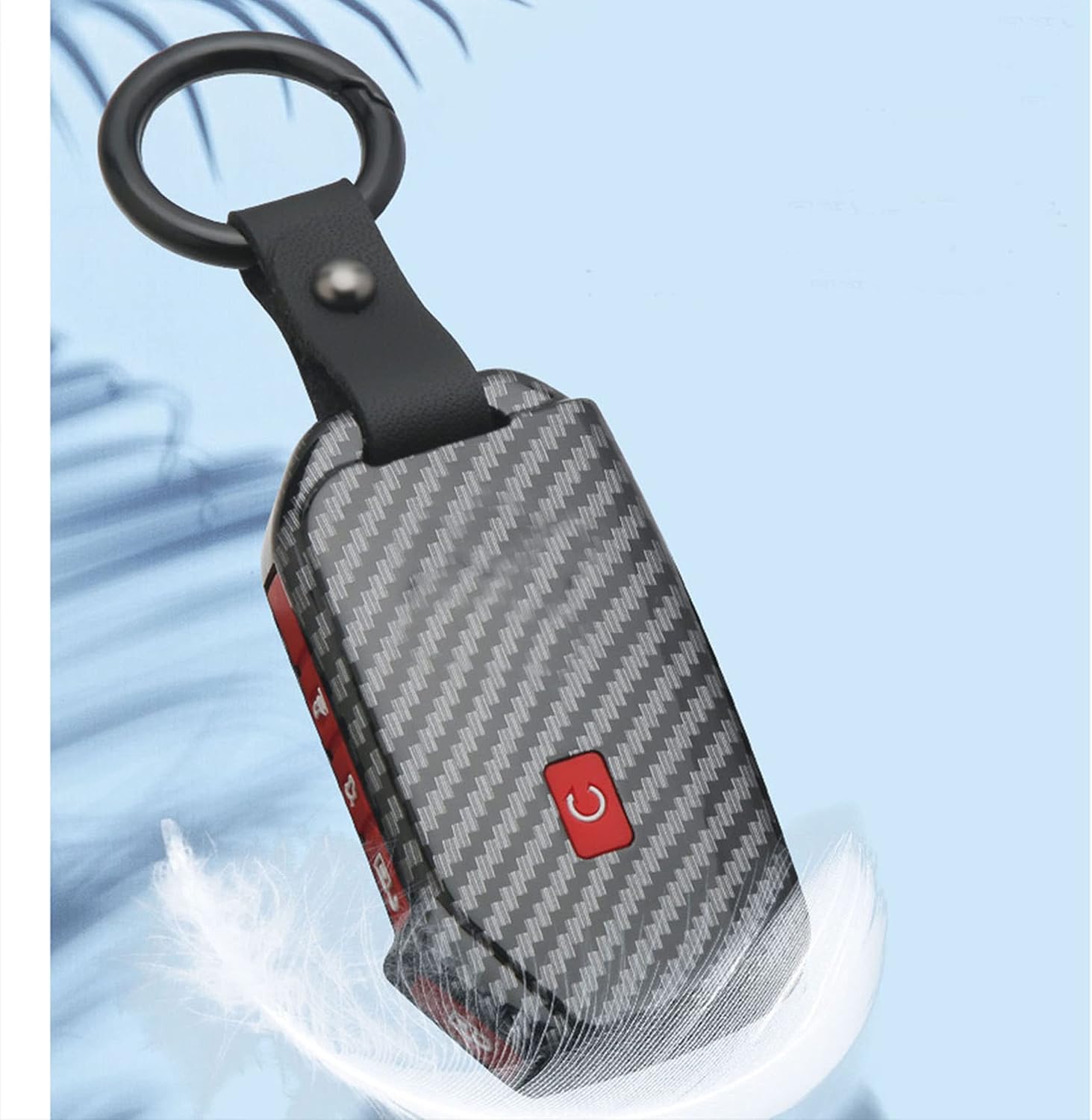 WKEDQAF for Kia Key Fob Cover Protector Shell Keyless Remote Control Smart Key Holder with Keychain Fit for Kia Ceed Cerato Forte NIRO Seltos Sorento Soul Sportage Telluride (Carbon Black with red)