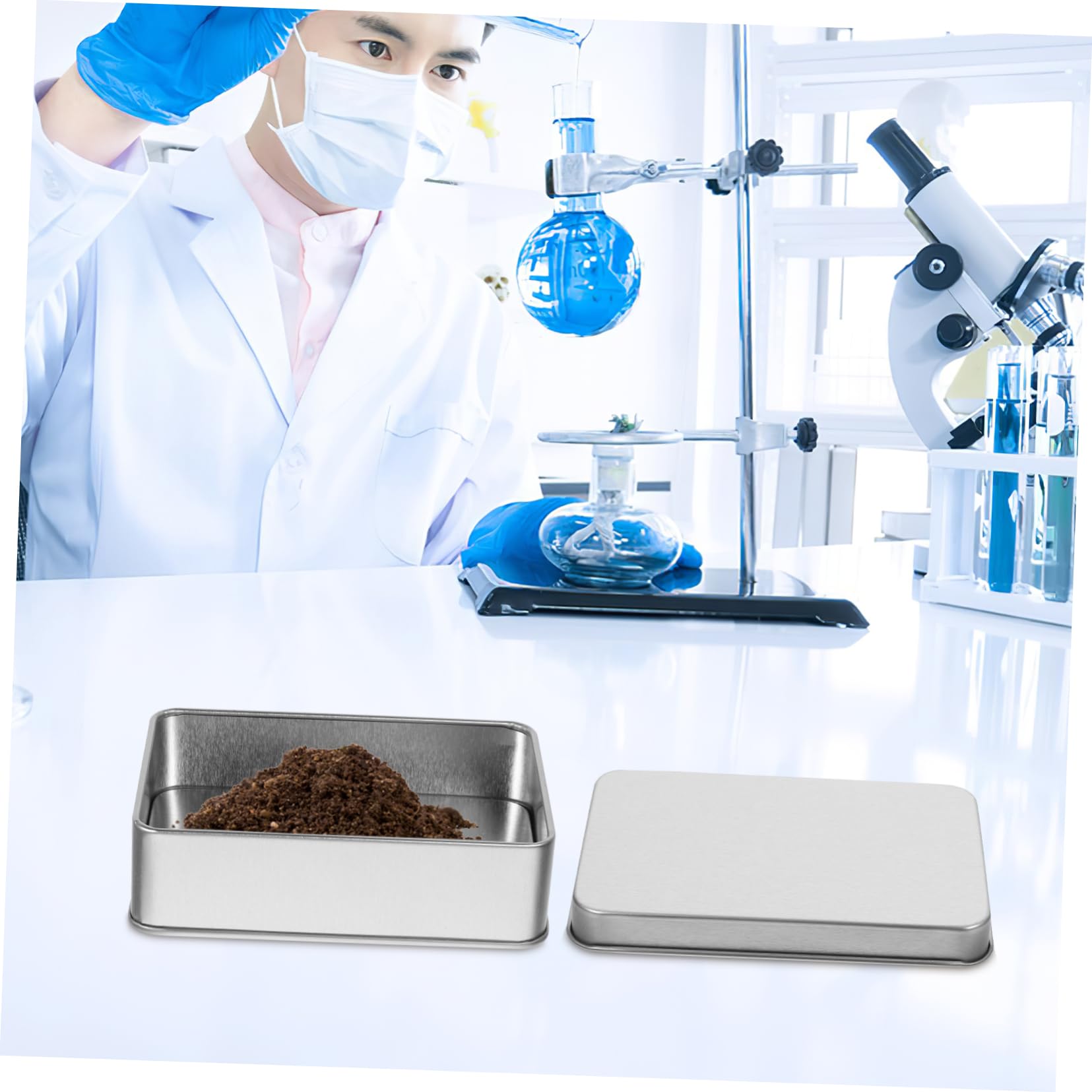 COSMEVIVI Mini Soil Sample Jars Lids 4-Piece Metal Storage Jars for Easy Soil Collection Weighing