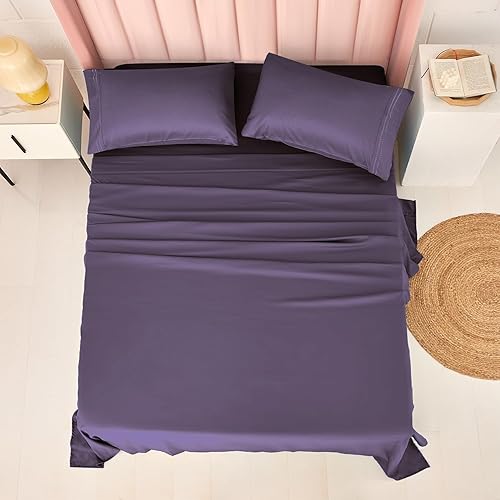 Miniatura 7 de MICORAL ProBreathing - Juego de sábanas tamaño matrimonial, 4 piezas, 60% microfibra, 40% rayón derivado de bambú, bolsillo profundo de 16 pulgadas,