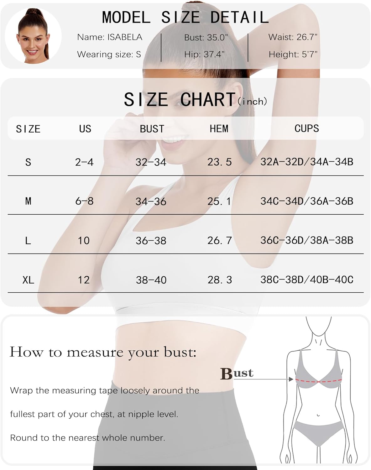 XUNYU Sports Bras for Women Padded Open Back Workout Tank Tops Built in Bra Push Up High Support Crop Yoga Athletic Top - Image 6
