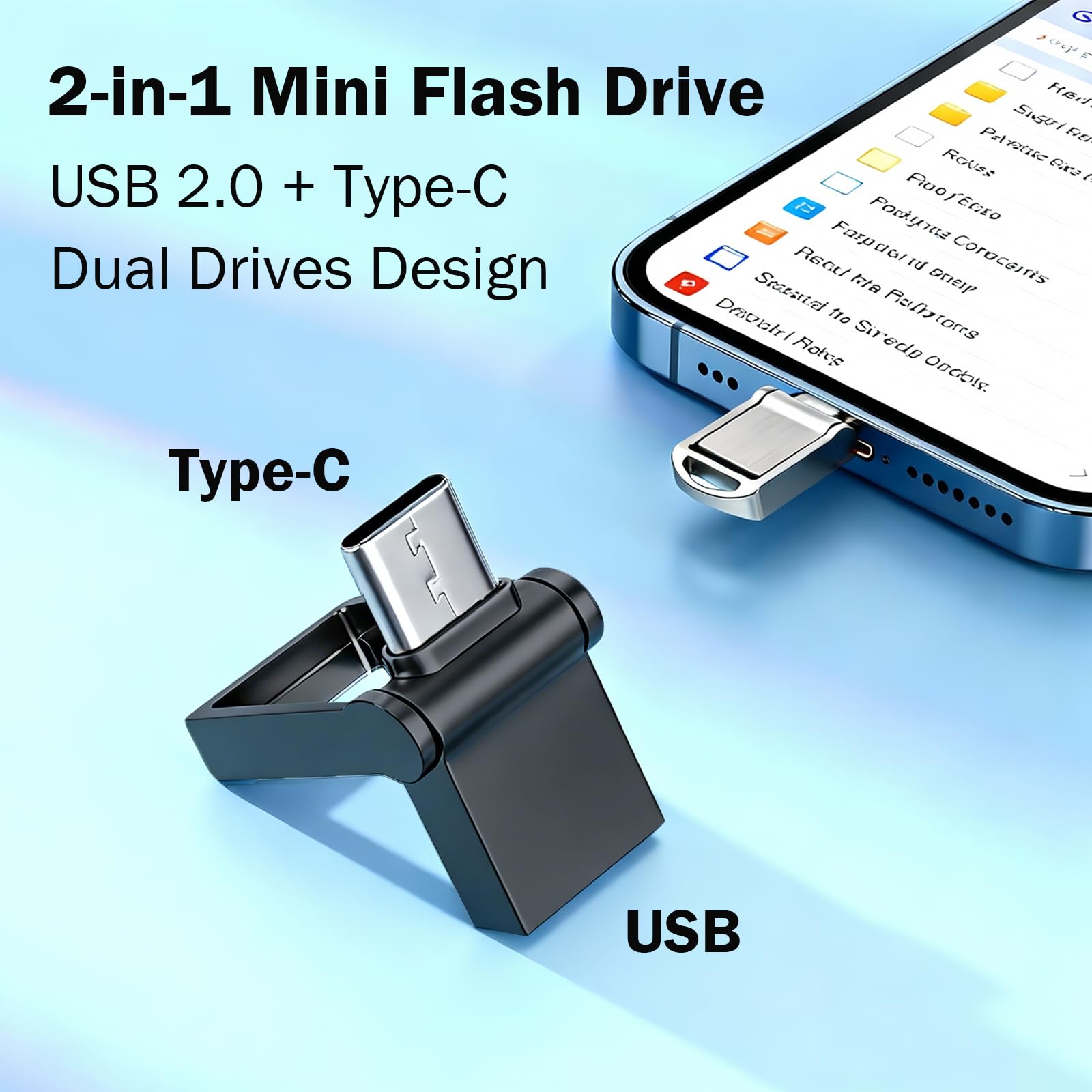 Mini chiavetta USB da 8 GB, confezione da 5 unità USB C e USB A, chiavetta USB A con custodia girevole, unità USB di archiviazione esterna per iPhone 17/16/15, Android, computer, iPad e altro