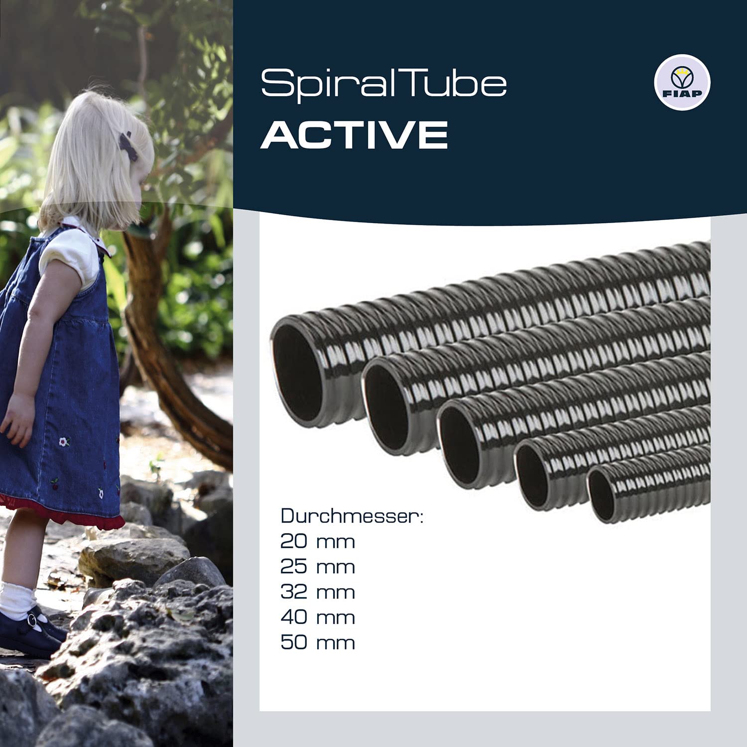 FIAP SpiralTube ACTIVE 20 mm - Spiralschlauch - Rollenlänge 25 m - 3/4" - Teichschlauch - Teichbau - Teichzubehör - schwarz
