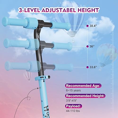 Miniatura 5 de RCB Patinete eléctrico para niños de 6 a 15 años, KickScooter eléctrico con motor de 200 W y pantalla LED, velocidad y altura ajustables, patinetes