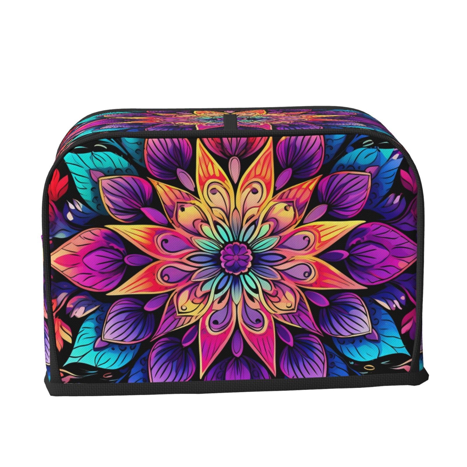 UOYO Boho Floral 2 Slice Toaster Cover Ethnic Mandala Flower Toaster Cover with 2 Pockets for Kitchen Small Appliance Dust Cover and Fingerprint Protection