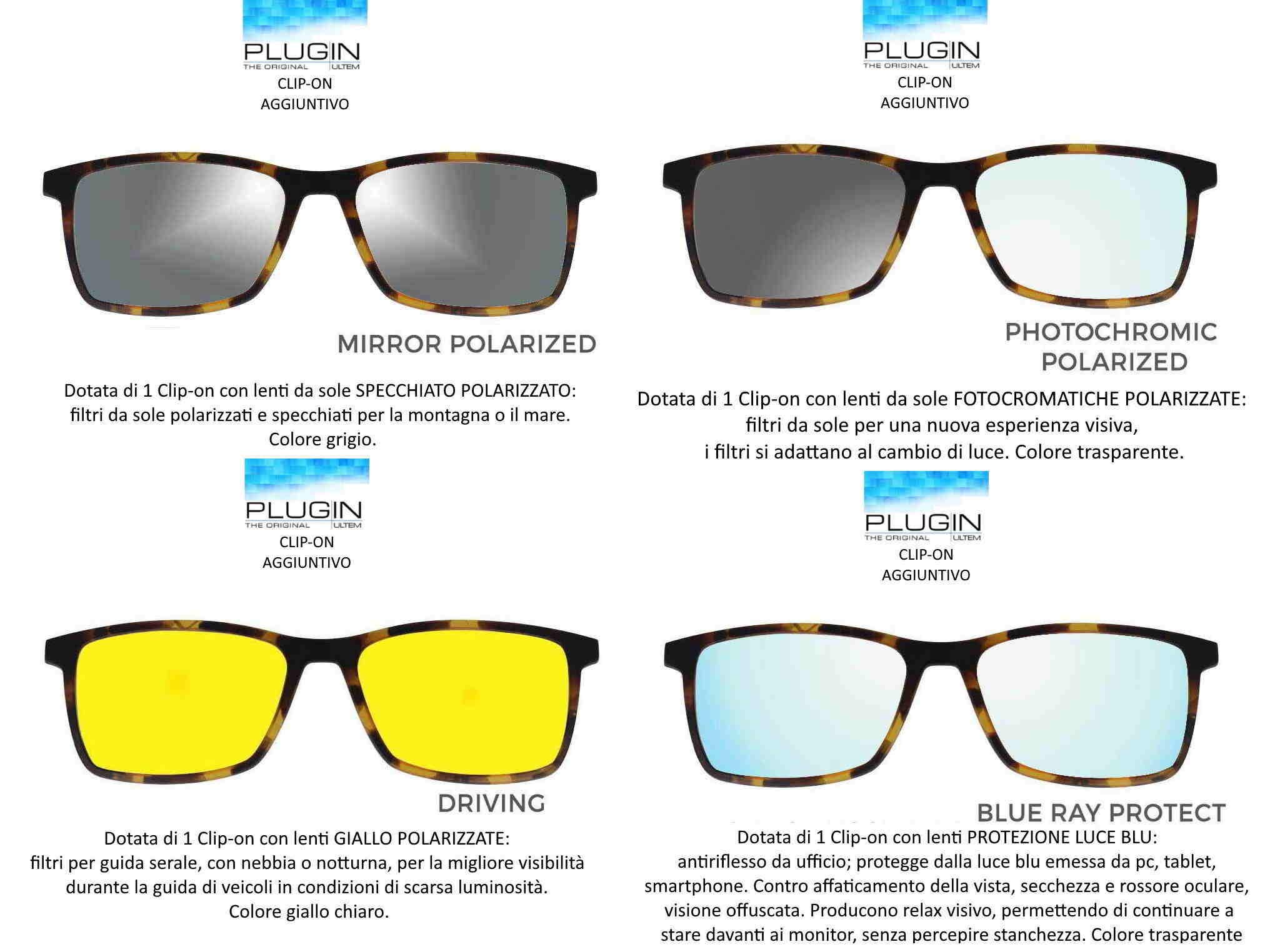 Ultem THEMA U-277 Colore M07 TARTARUGATO Montatura per occhiali da vista e sole + 4 CLIP-ON Linea Original “99 John St NYC” Genere UOMO
