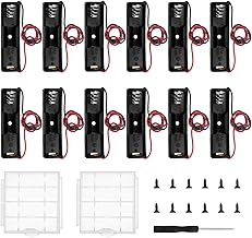 12 Stücke AA-Batteriehalter, KUOQIY 1 x 1.5V AA Kunststoff Batteriehalter mit Drahtkabeln, mit Batteriebox aus Kunststoff und Schraubendreher & Schrauben