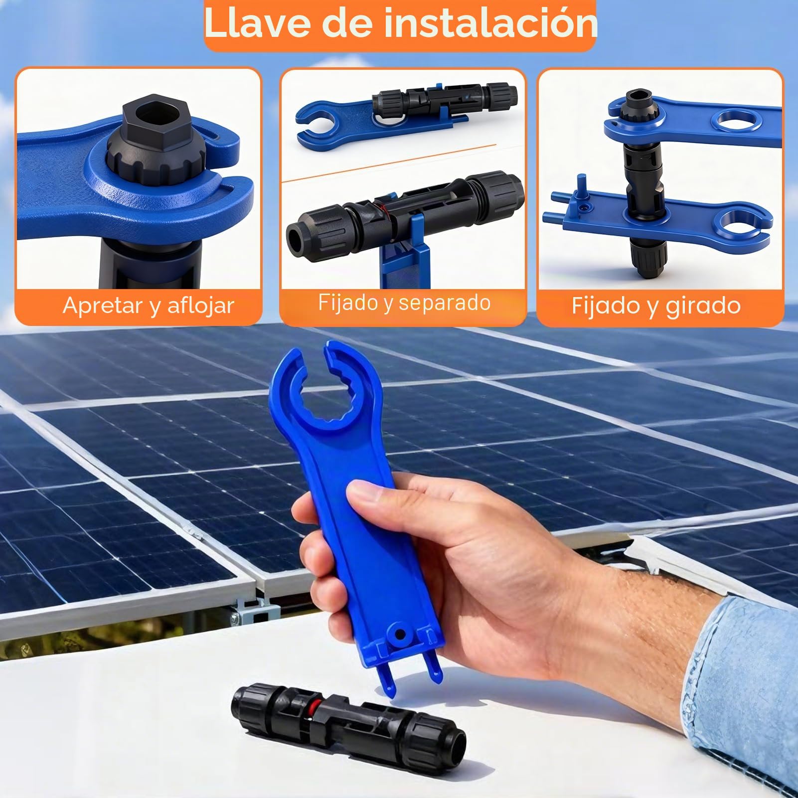 Set de Crimpadora Solar para Cables PV de 2,5/4/6 mm²,con 1 Alicates de Crimpado,14 pares de Conectores Fotovoltaicos,12 pares Conectores Macho Hembra,2 Llaves,para Instalación Fotovoltaica