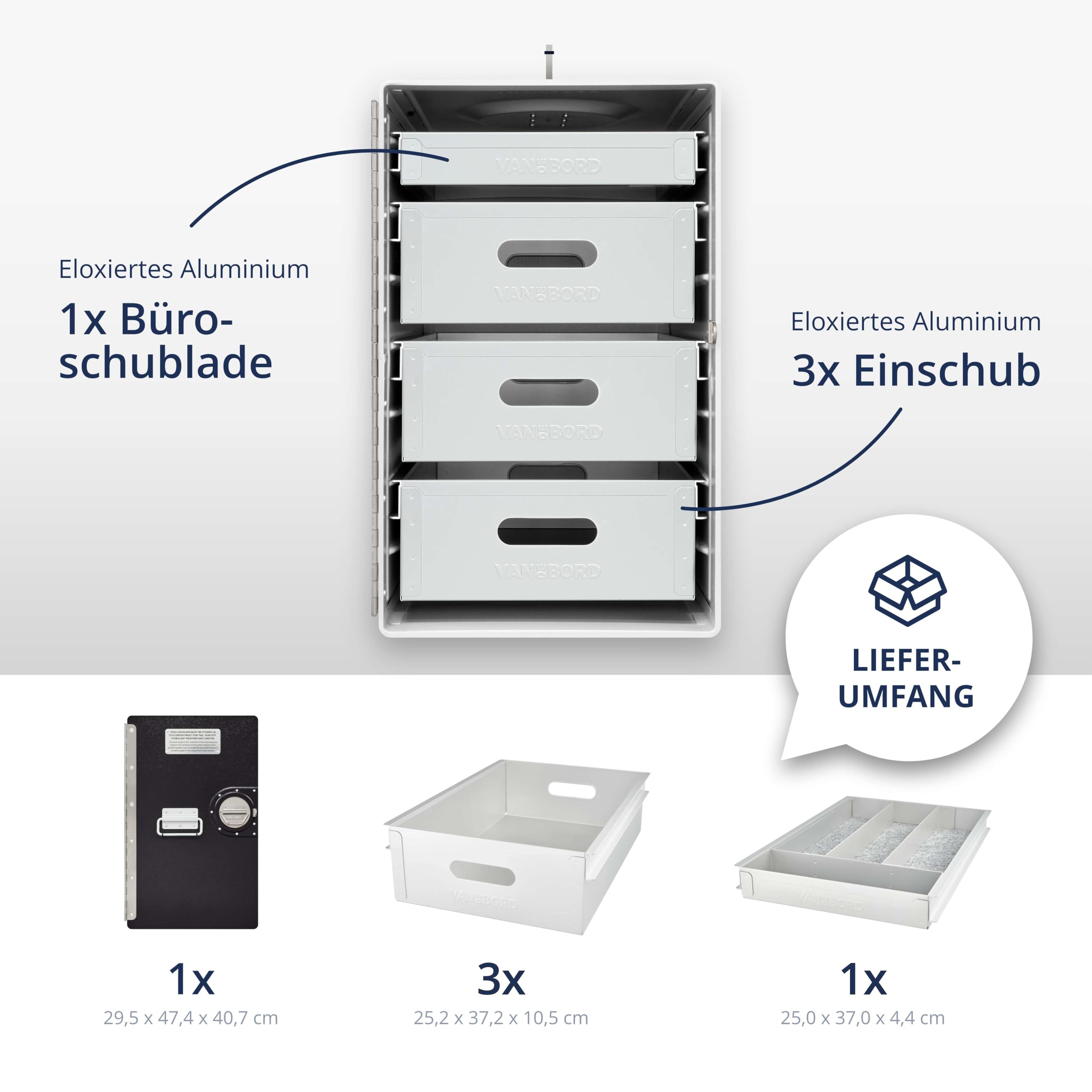 Büroschrank abschliessbar, Aktenschrank klein, Schubladenschrank, Lagerschrank, Druckertisch, Büro & Homeoffice, vormontiert, 47,4 x 29,5 x 40,7, Bord Box XL, Schwarz, Stauraum 1