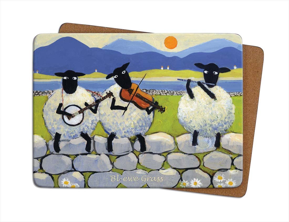 Thomas Joseph Multicolor Bl-Ewe Grass Table Mat - Sheep Gift Placemat With Cork Backing - 290Mm X 215Mm - 1 Piece