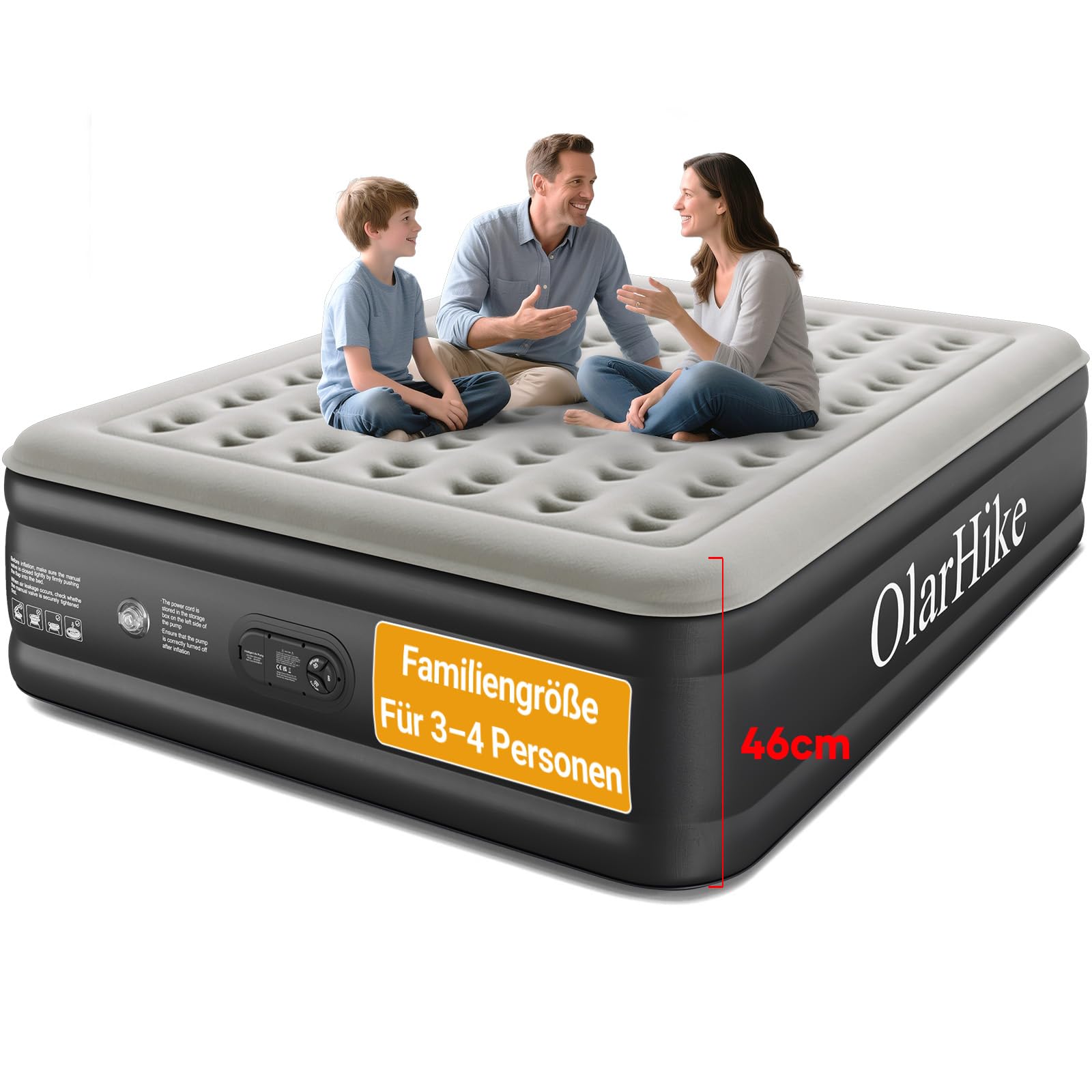 OlarHike Luftmatratze selbstaufblasend, Luftbett 2 Personen, Gästebett, Bett, Bed, Matratze, aufblasbare Matratze für Muttertag Gäste, Camping, Zuhause, Gästezimmer und Zelt, 183 x 213 x 46 cm
