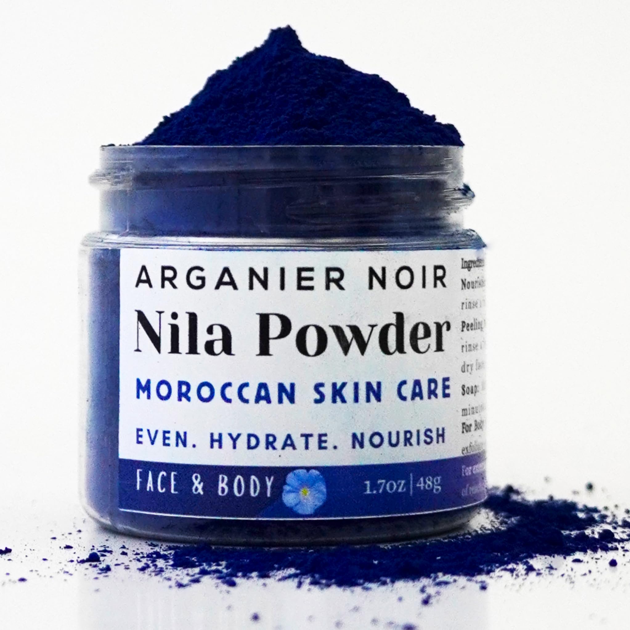Moroccan Nila Powder Pure Blue Nila 48g. Authentic Indigo Powder from Morocco for Face and Body.