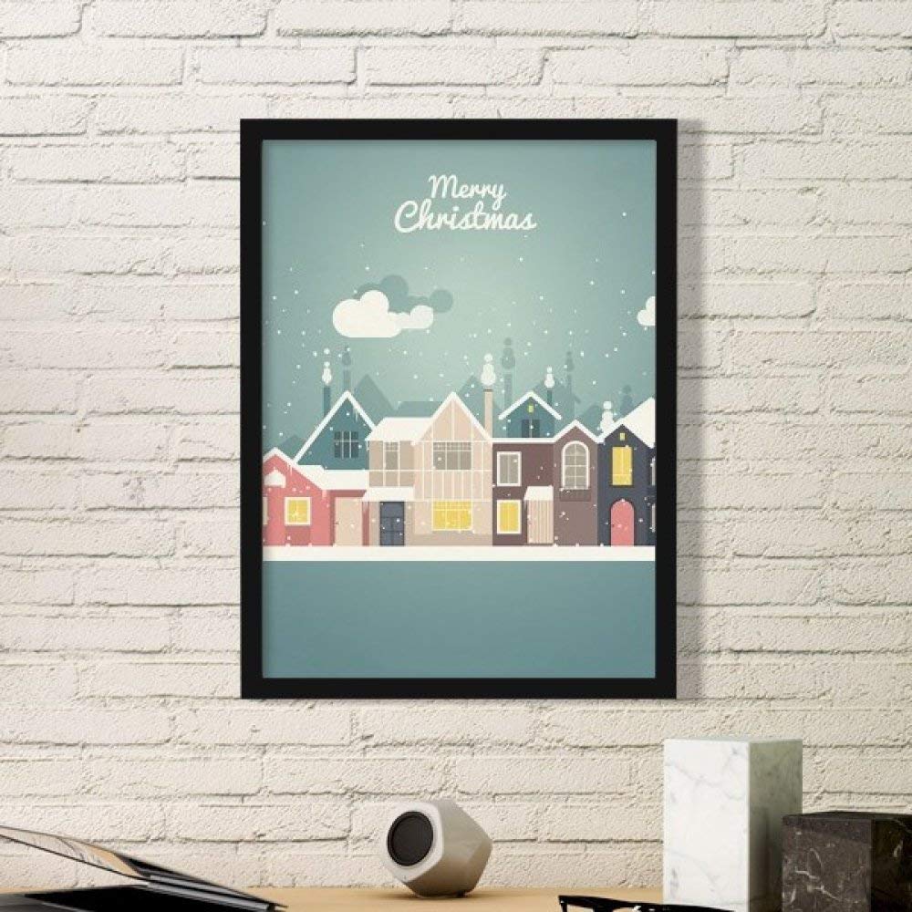 Cadre photo motif simple maison de Noël stickers muraux et impressions d'art noir