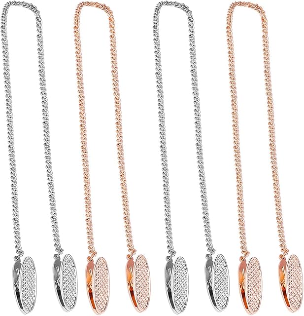4 Pack Metal Napkin Clips Napkin Chain 19 Inch Flexible Napkin Holder Chains for Fixing Napkins Elder Adult Child Napkin Holders Clip for Tables (Stainless Steel & Rose Gold)