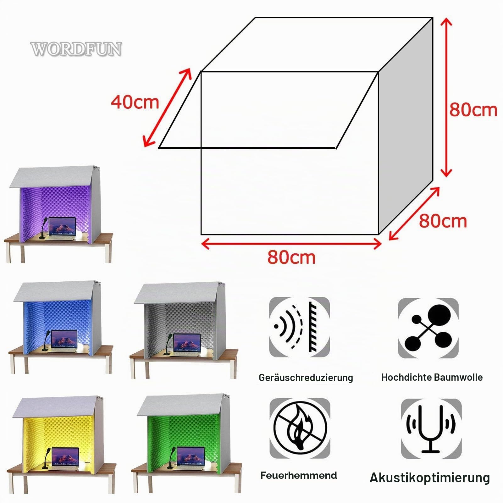 Tragbare Gesangskabine, Vocal Booth Box Akustik Shield, Aufnahmekabine, Soundkabine, Mikrofon-Isolationsschild, Windschutzscheibe, Professional Isolation Shield Recording Mit Absorbierendem Schaum