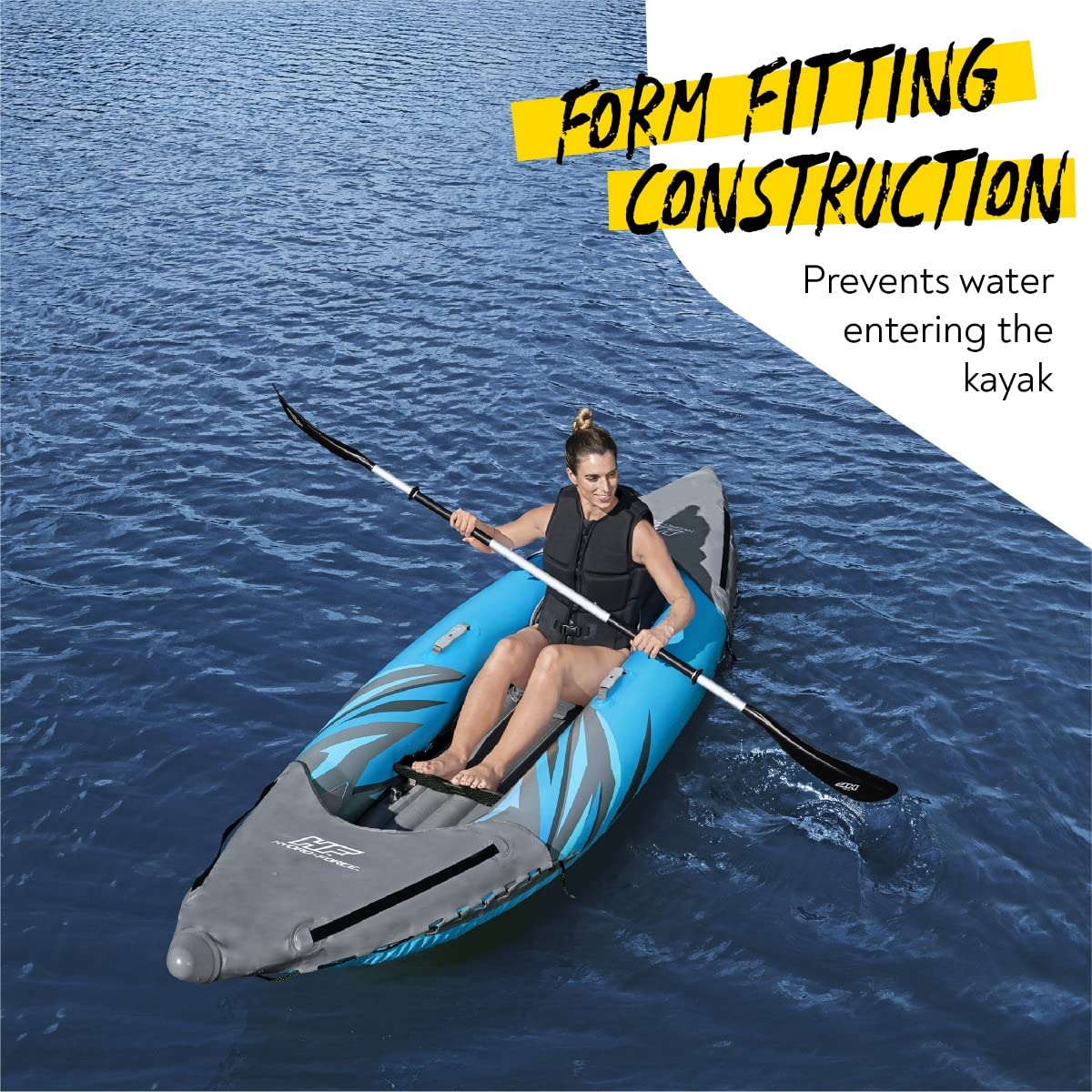 Bestway Hydro-Force Surge Inflatable Kayak | Inflatable Boat with Hand Pump, Oars, Seats, Gear Pouch, Carry Bag, Multiple Sizes
