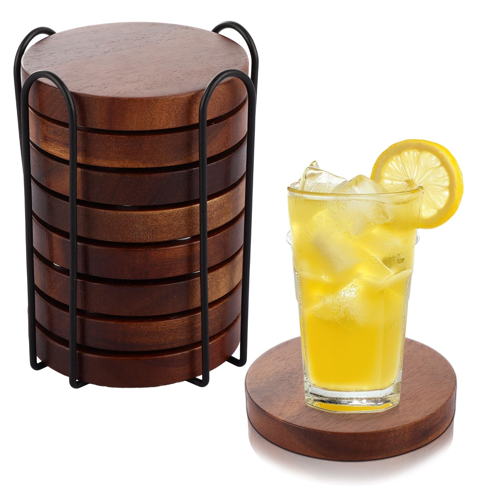 Dessous de verre en bois d'acacia WOPPLXY, un lot de 8 pièces authentiques pour offrir