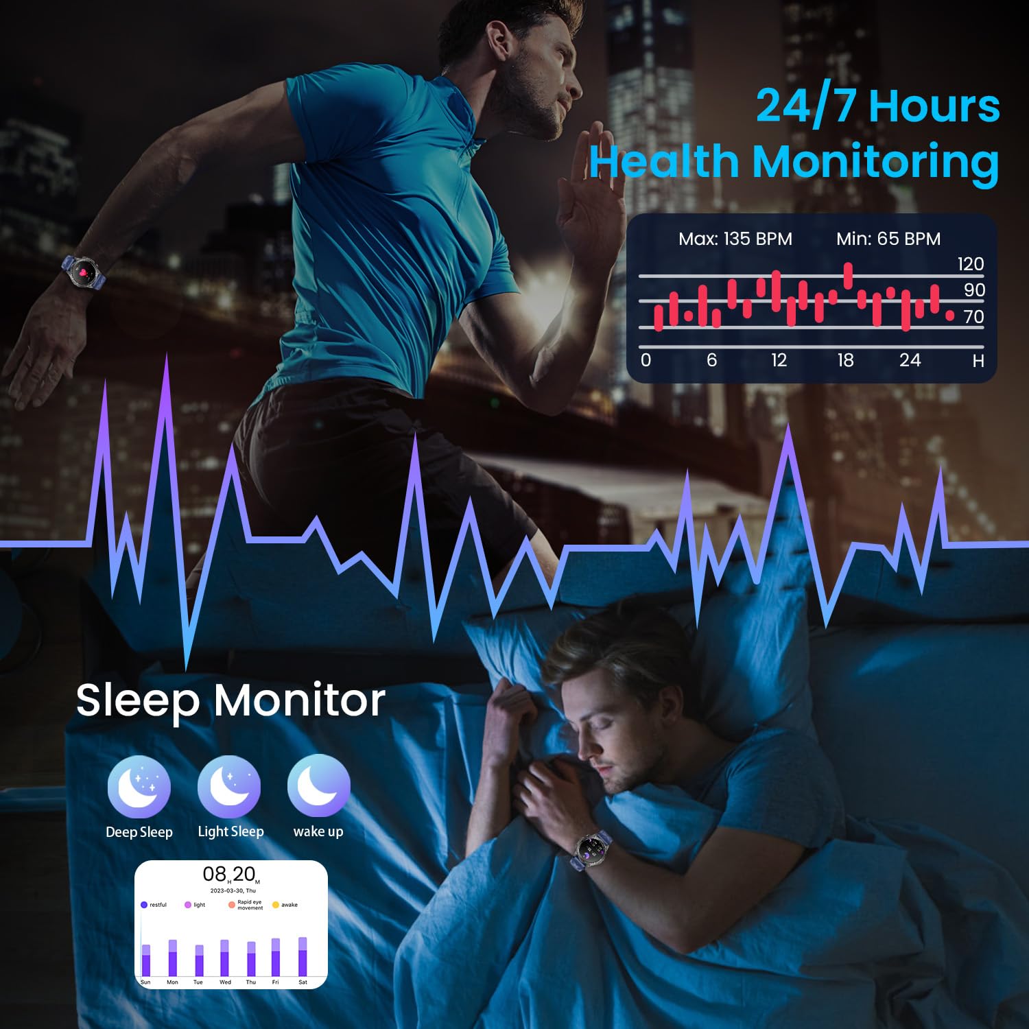 Motsfit Orologio Smartwatch Uomo Fitness: 1.52" Smart Watch con Effettua Risposte Chiamate, Pressione Cardiofrequenzimetro, 100+ Modalità Sportive, IP68 Impermeabile, Compatibilità Android e iOS