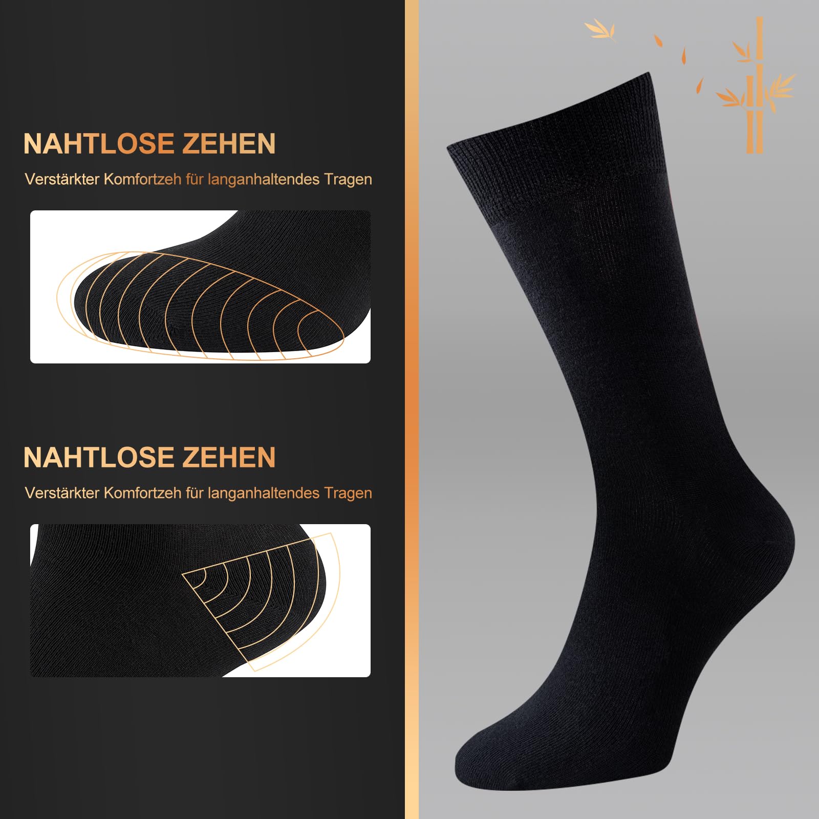 Calcetines de Bambú Transpirables para Hombre y Mujer 6 Pares, Calcetines de Negocios con Caja de Regalo