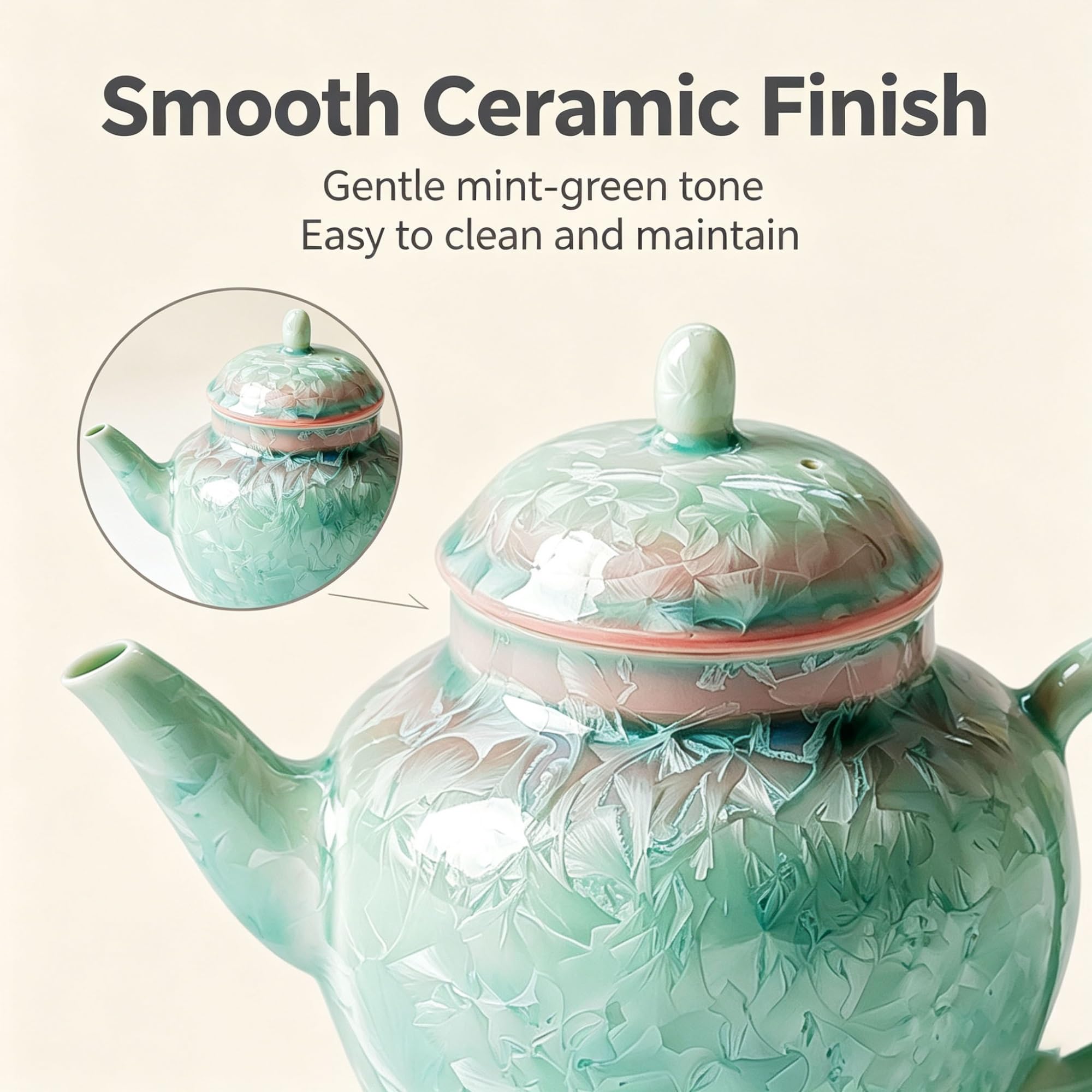 Teiera in Porcellana, teiera in Ceramica Celadon, Facile da Pulire