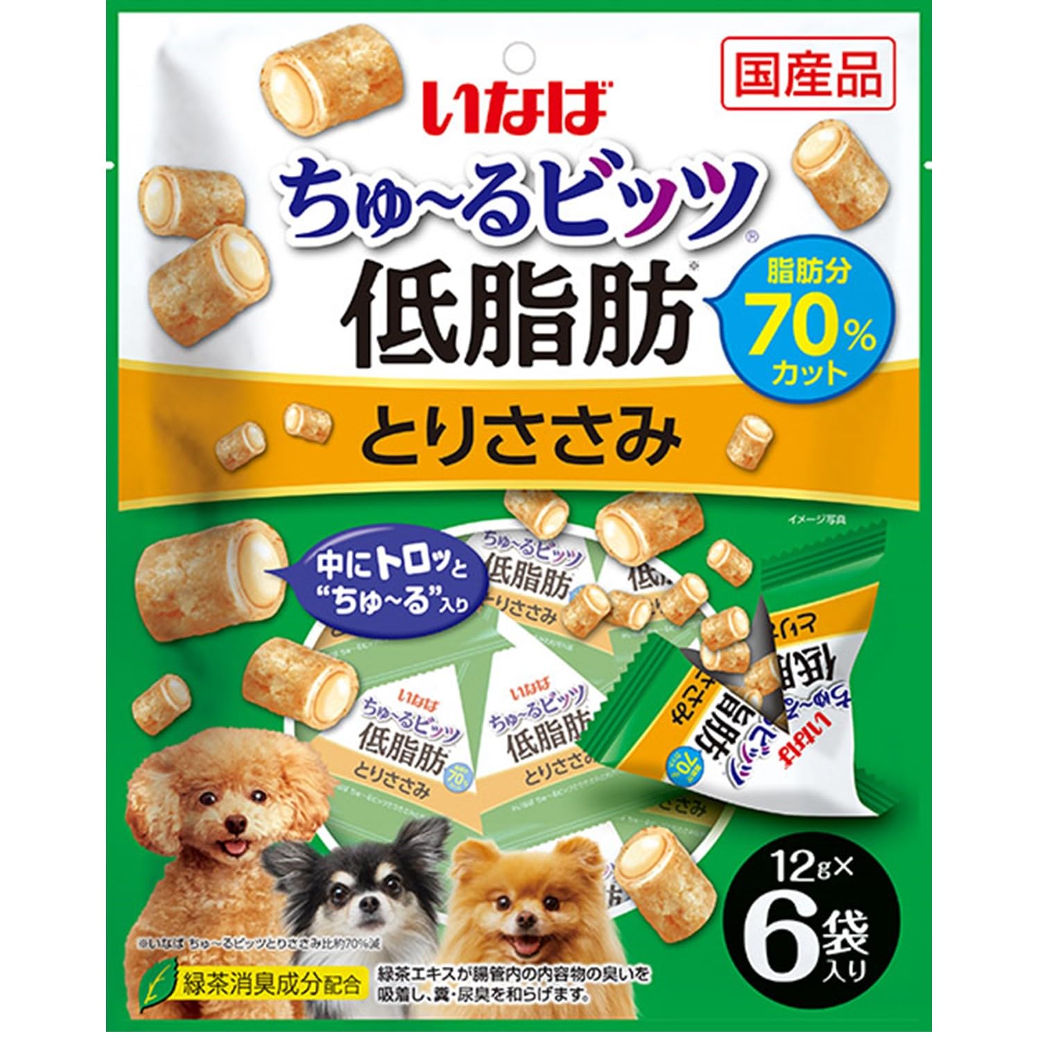 Amazon.co.jp: いなば ちゅ~るビッツ 低脂肪 とりささみ 12g×6袋 2個