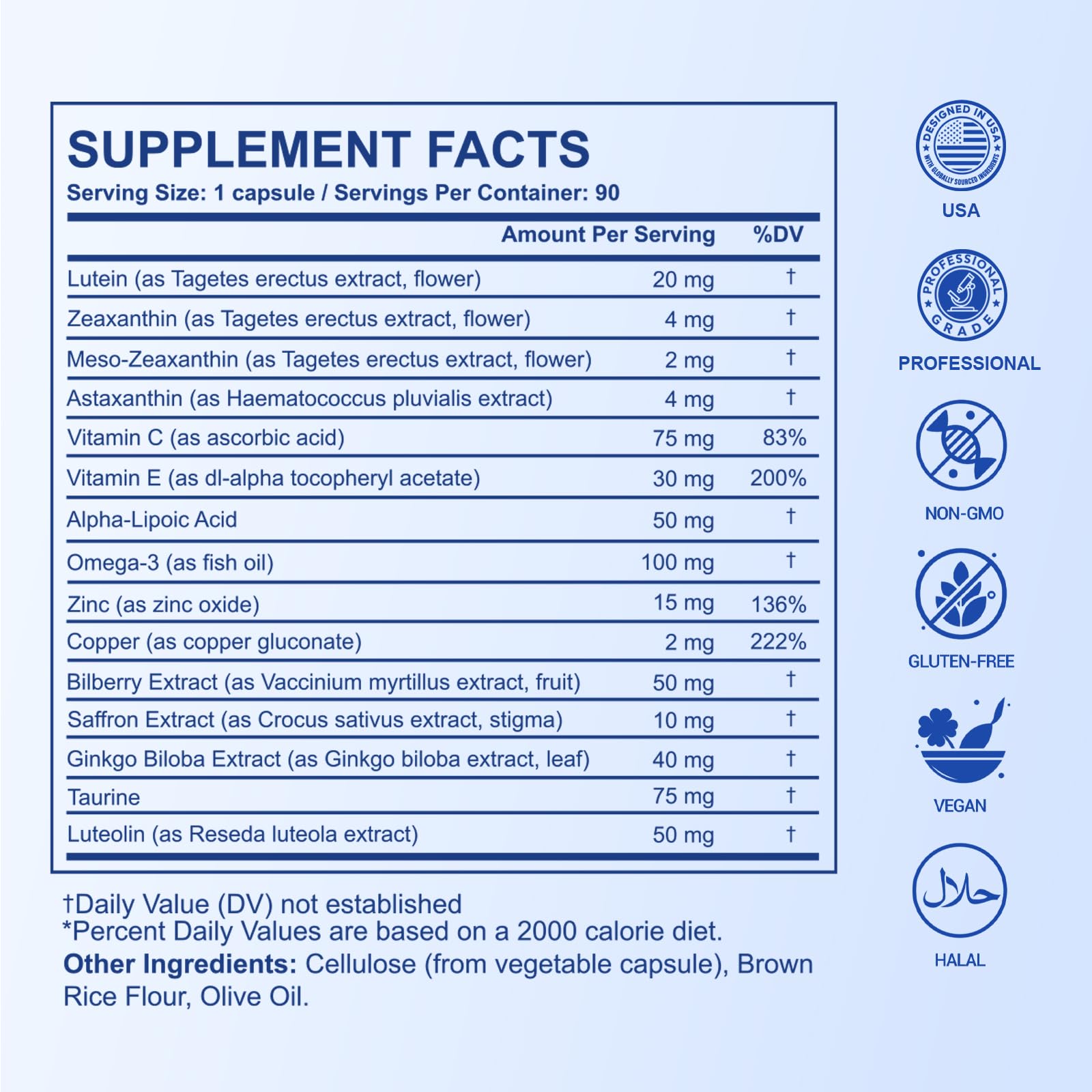 Eye Formula, 15-in-1 Advanced Eye Formula 90 Ct with Lutein, Zeaxanthin, Bilberry, and Saffron - Carotenoid Complex for Eye Health, Easy-to-Swallow Capsules — Amazon image 2