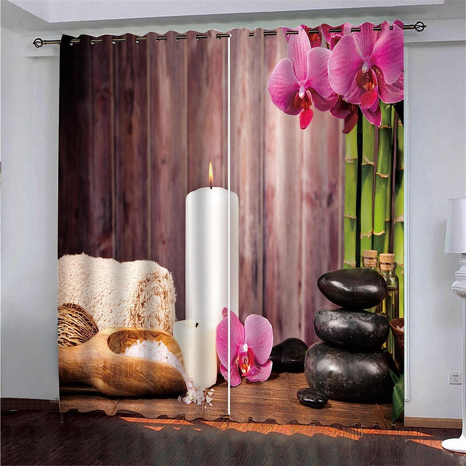 Rideau occultant 3D impression de fleurs avec tissu occultant en polyester moderne