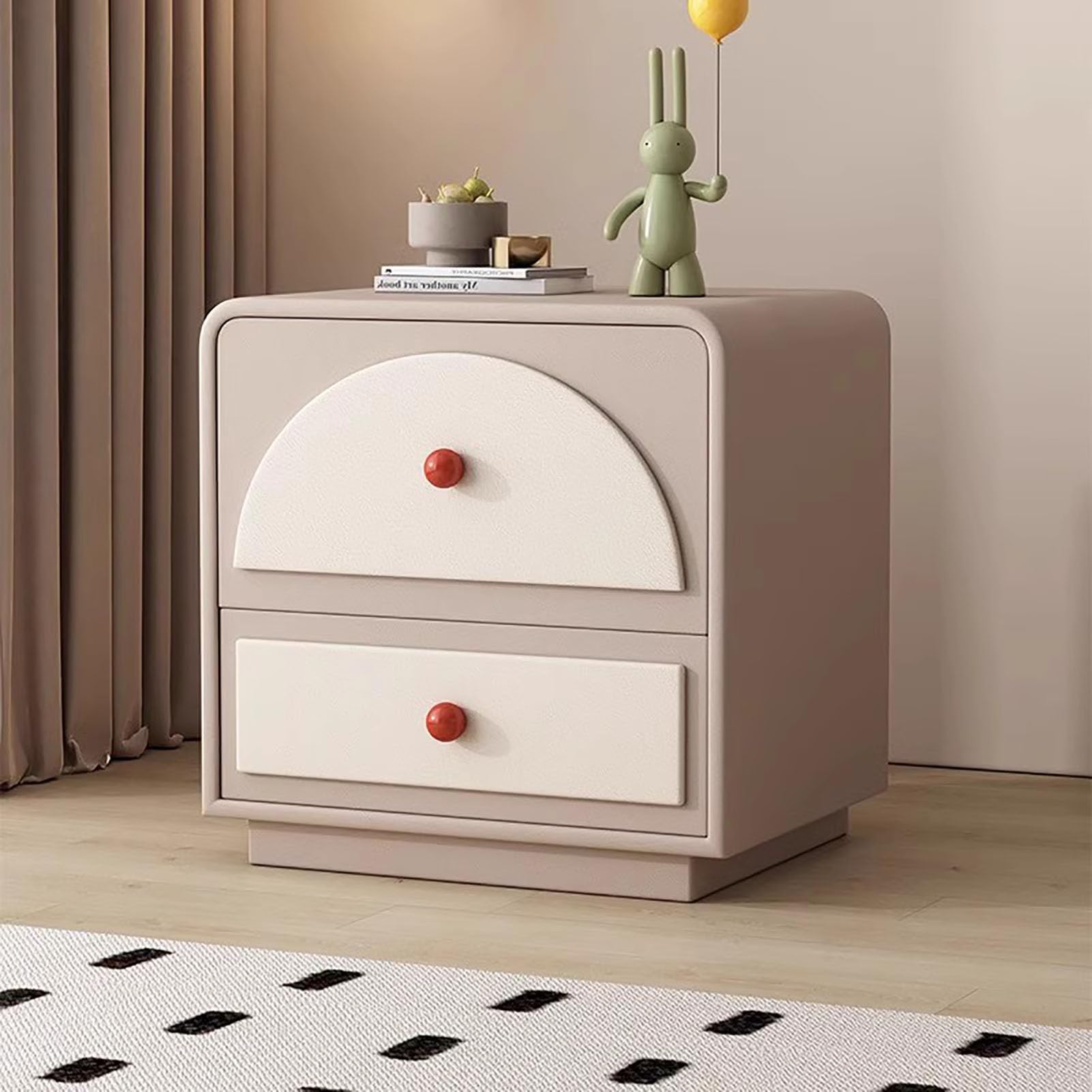 SXZenSpace Modern Originality Nightstand,2-Layer Solid Wood Bedside Table Fashion Side Installation Free End for Bedroom Study,B,50x40x50cm(20x16x20inch)
