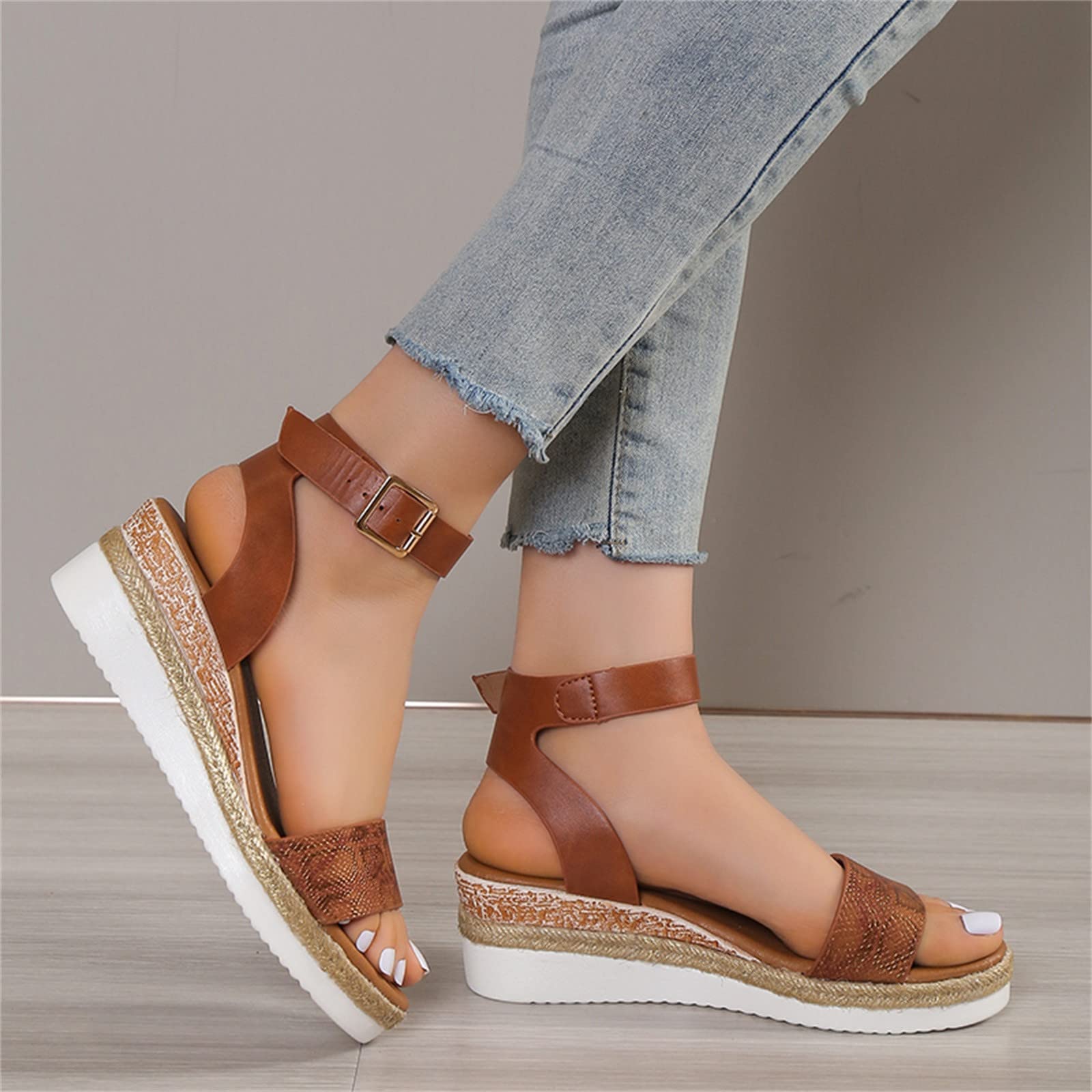 Dheva-C Orthopedic Sandals for Women Summer Dressy 2025,Women Walking Slippers with Arch Support Platform Wedge Sandals Comfortable Open Toe Ankle