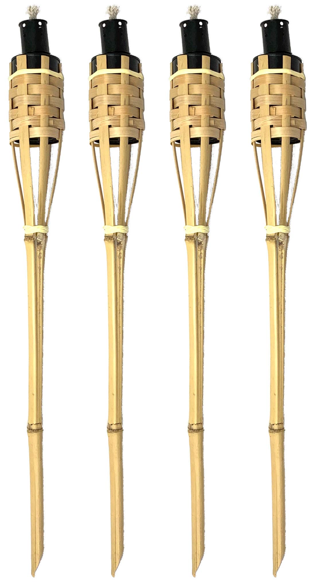 3er-Set Bambus-Gartenfackeln 90cm - Wiederverwendbare Ölfackeln Mit Erdspieß