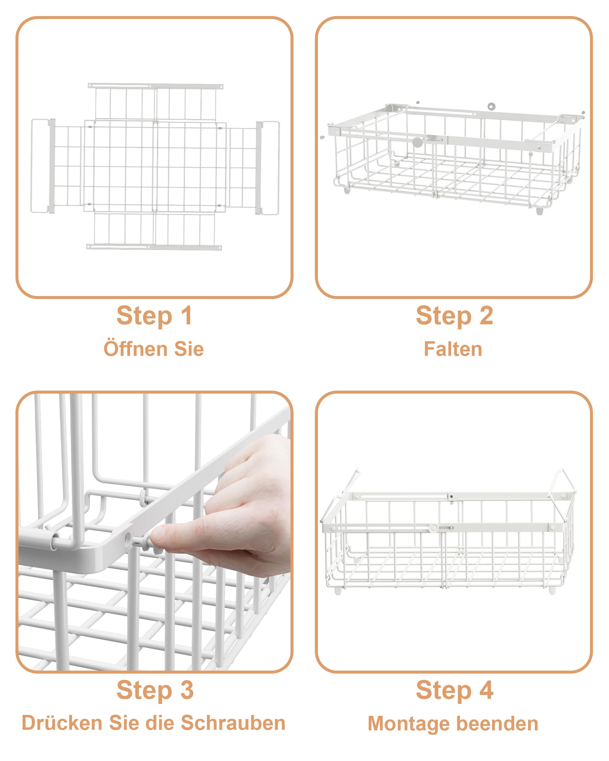 UMDONX 2er Gefriertruhe Körbe Weiß - Griff Stapelbar GefrierköRbe für 283 bis 566L TiefküHltruhe,Gefrorene Zutaten organisieren, Ausziehbare Länge(29-45x30x15cm)