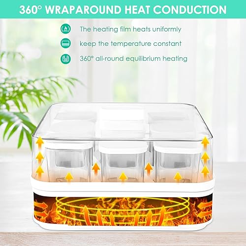 Miniatura 2 de LIFERUN Yogurt Maker Machine, Greek Yogurt Maker with Temperature Control & Time Control, Automatic Digital Yogurt Machine is Easy to Use, Glass