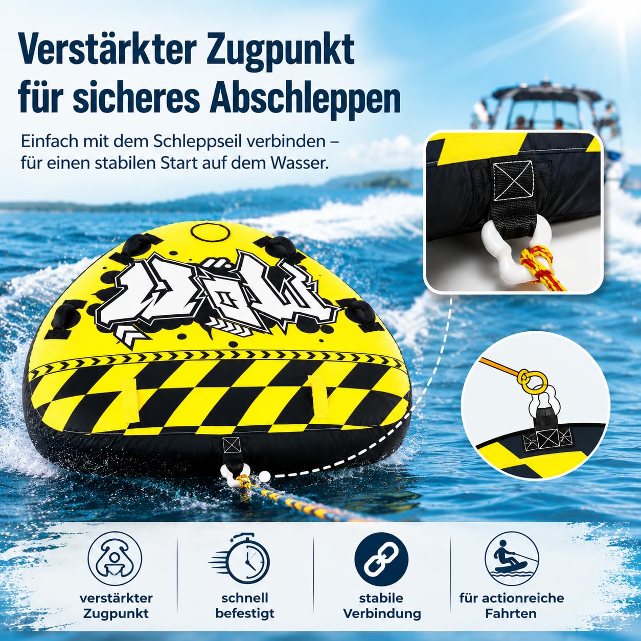 Aufblasbares Schlauchboot für 1-2 Personen – Robustes Freizeitboot mit vorderem Schlepppunkt