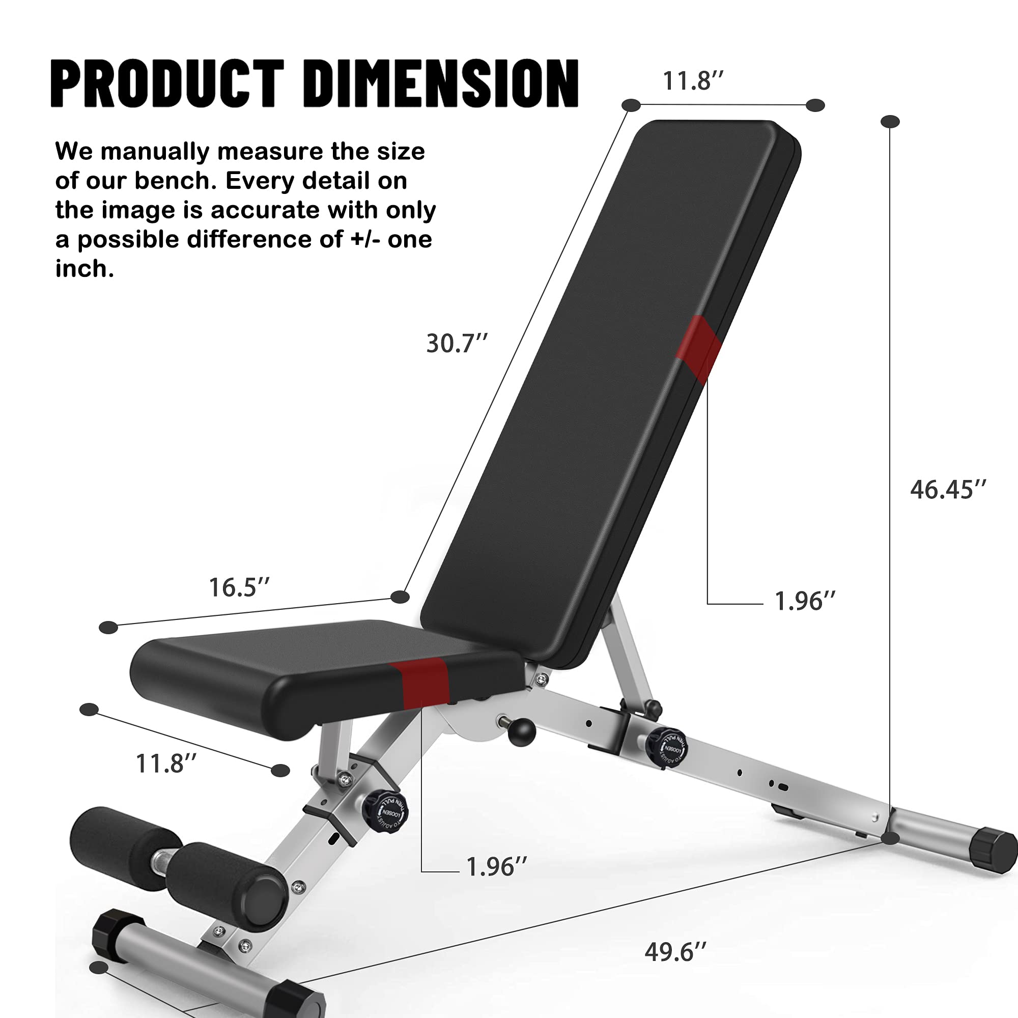 FLYFE Adjustable Weight Bench Foldable and Compact Workout Bench