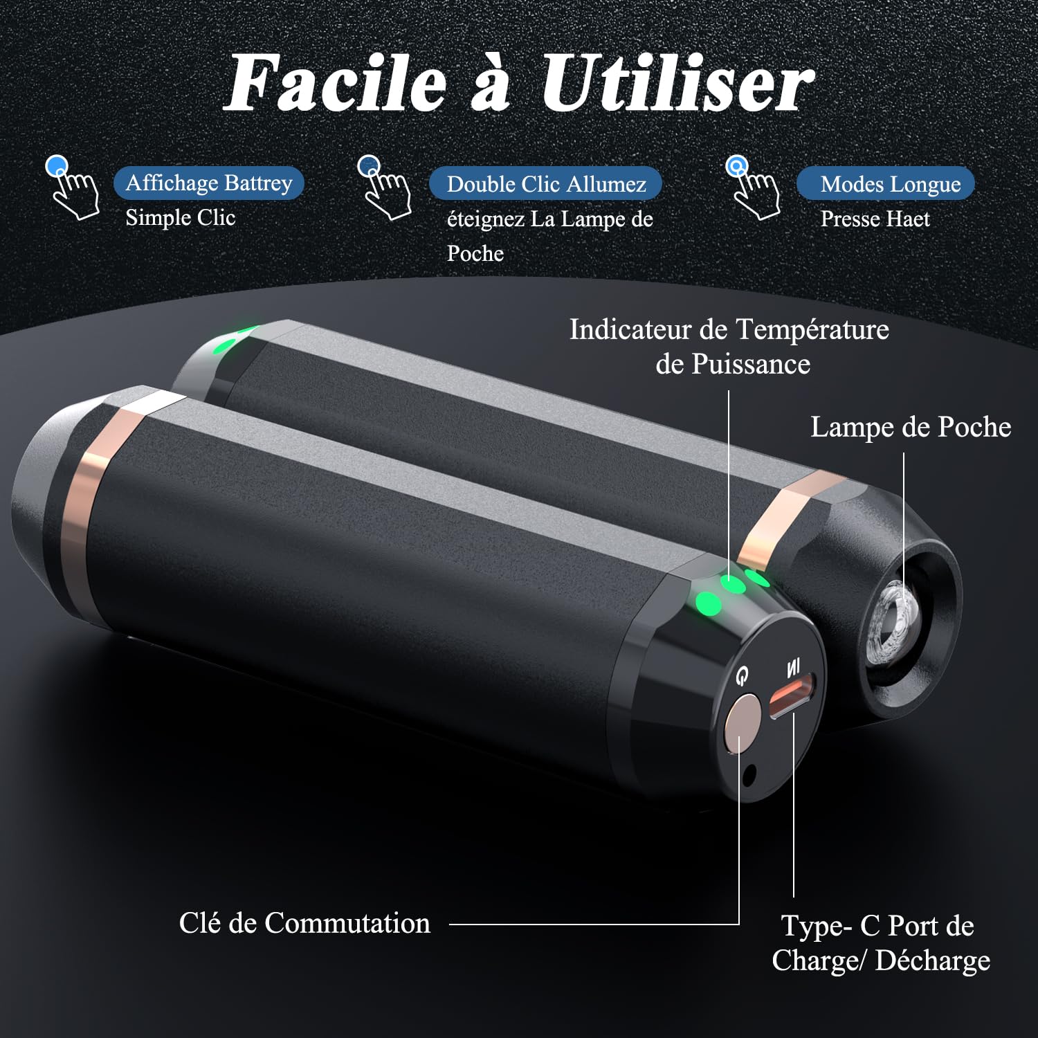 Chauffe Main,Chaufferette Main Reutilisable10000amh, 3 en 1 Chauffe Main Rechargeable avec Lampe&Batterie,3 Mode de Chaufferette Main Réglables&Magnétique &Portable,Cadeux pour Femmes/Hommes