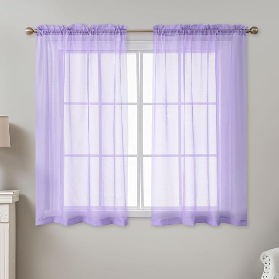 Purple Sheer Curtains 54 Inch Length Rod Pocket