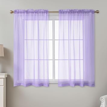 Purple Sheer Curtains 54 Inch Length Rod Pocket