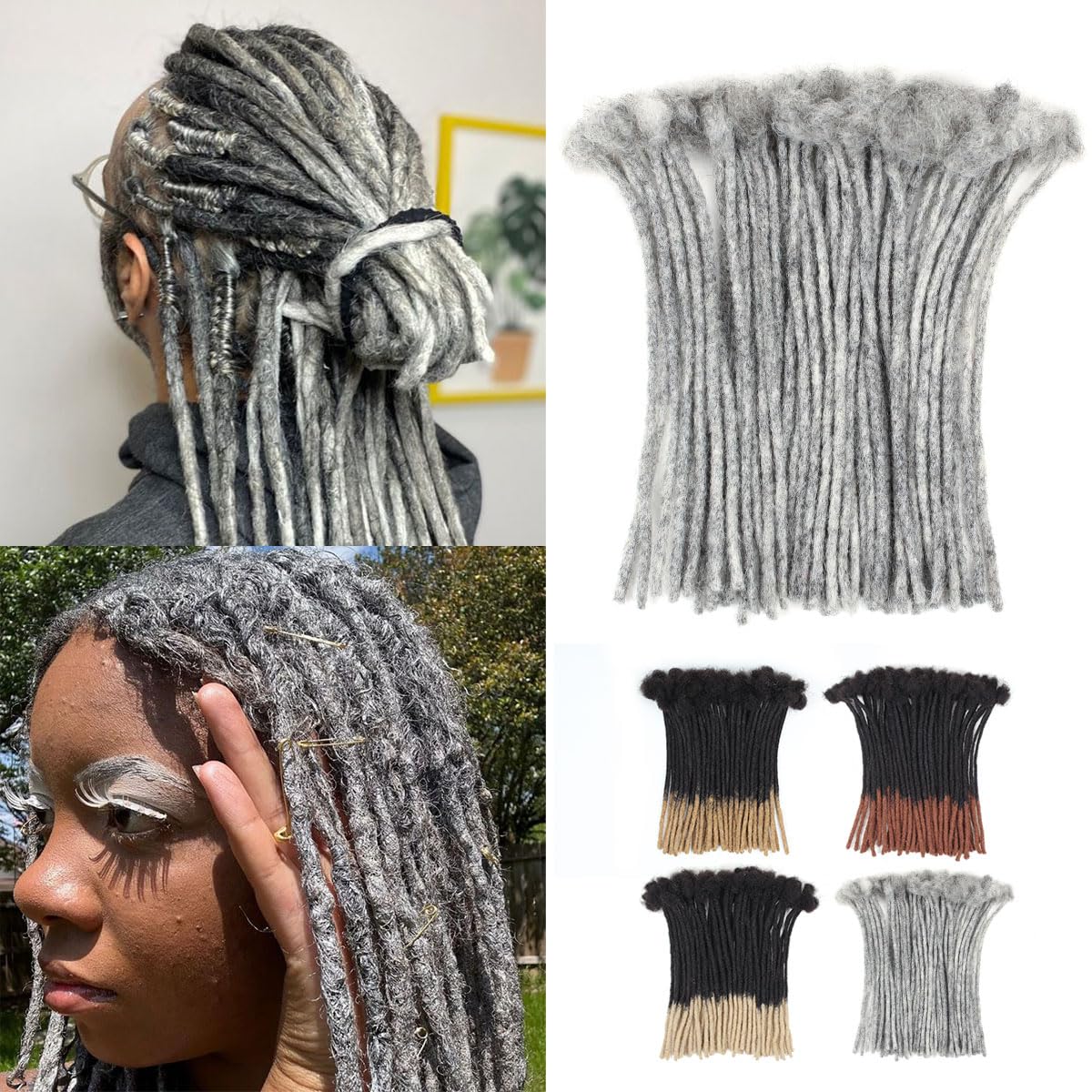 Vecago 10 inch 50 Strands Loc Extensions Human Hair, 0.4cm Width 100% Human Hair Dreadlock Extensions for Men/Women, Can be Dyed Soft Dreads