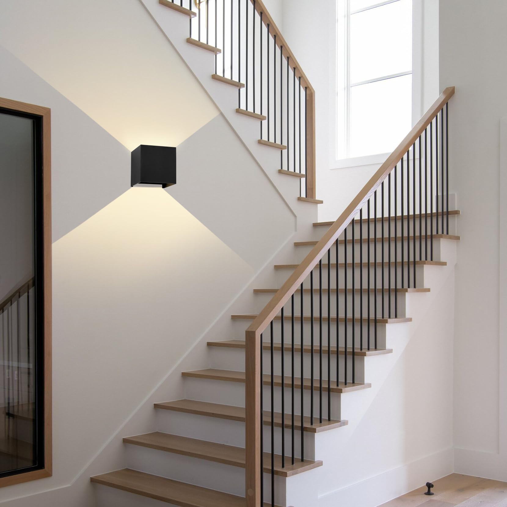 Applique da Parete Cubo 15W LED Nero 11cm | 4 pezzi, 3 colori regolabili, IP65 impermeabile, fascio luce 0-120°, interno ed esterno, design quadrato moderno
