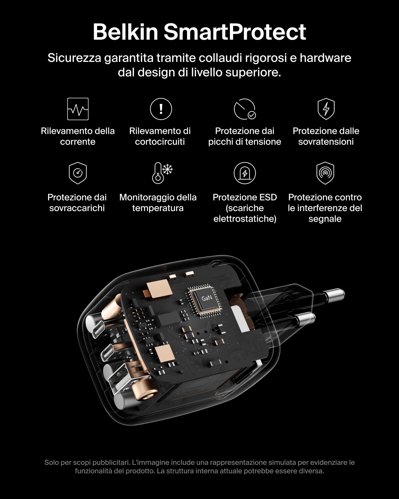 Belkin Caricatore USB C a 3 porte, 70 W, con spina per USA/GB/EU, 2 porte USB-C, 1 porta USB-A, caricatore rapido per MacBook, iPhone, iPad Pro, Samsung Galaxy, Pixel ecc. - Bianco