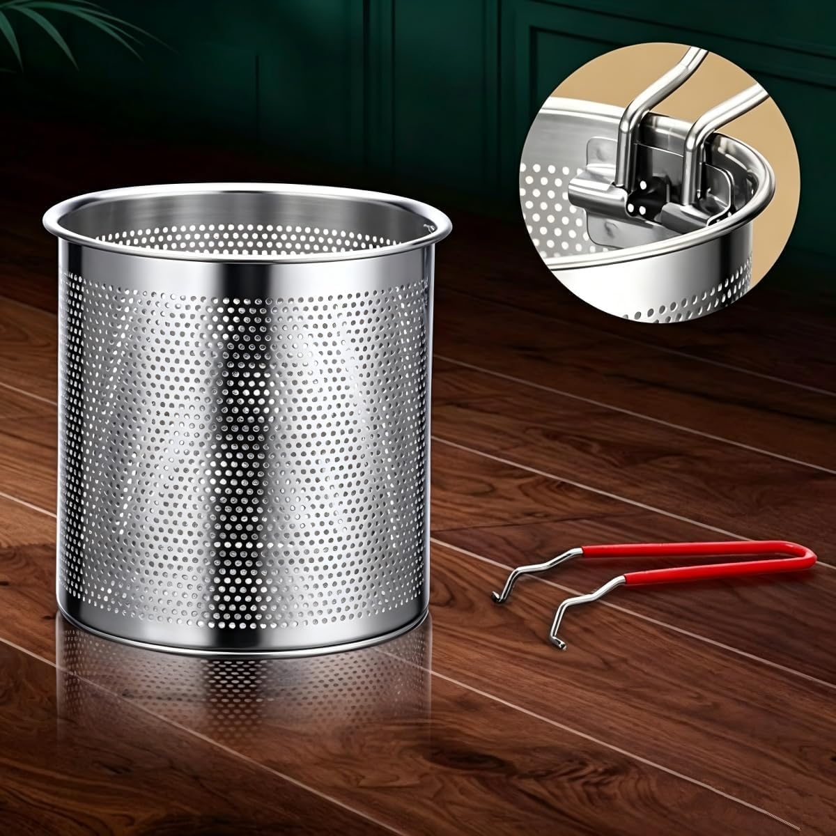 Friggitrice in Acciaio Inox con Cestello - Perfetta per Ali di Pollo Croccanti, Frutti di Mare, Patatine Fritte E Snack - Design Compatto per Piano Cottura, Ideale per Cucinare A Casa.